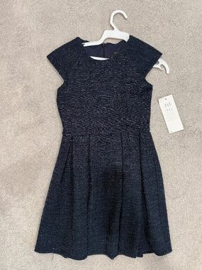 NWT By Debra Navy Sparkle Pleated A Line Dress